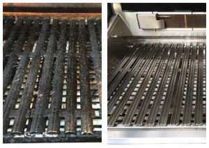 Before and after grill cleaning